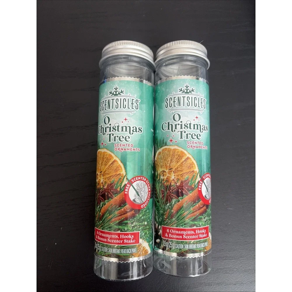 O Christmas Tree Scented Christmas Ornaments with Hooks - 2 Bottles 12 Sticks...